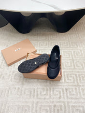 BALLET FLAT SHOES IN BLACK MESH AND SUEDE