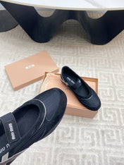 BALLET FLAT SHOES IN BLACK MESH AND SUEDE