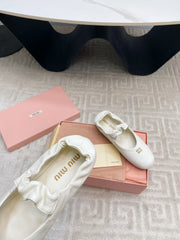 MARY JANE FLATS IN WHITE SMOOTH LAMBSKIN