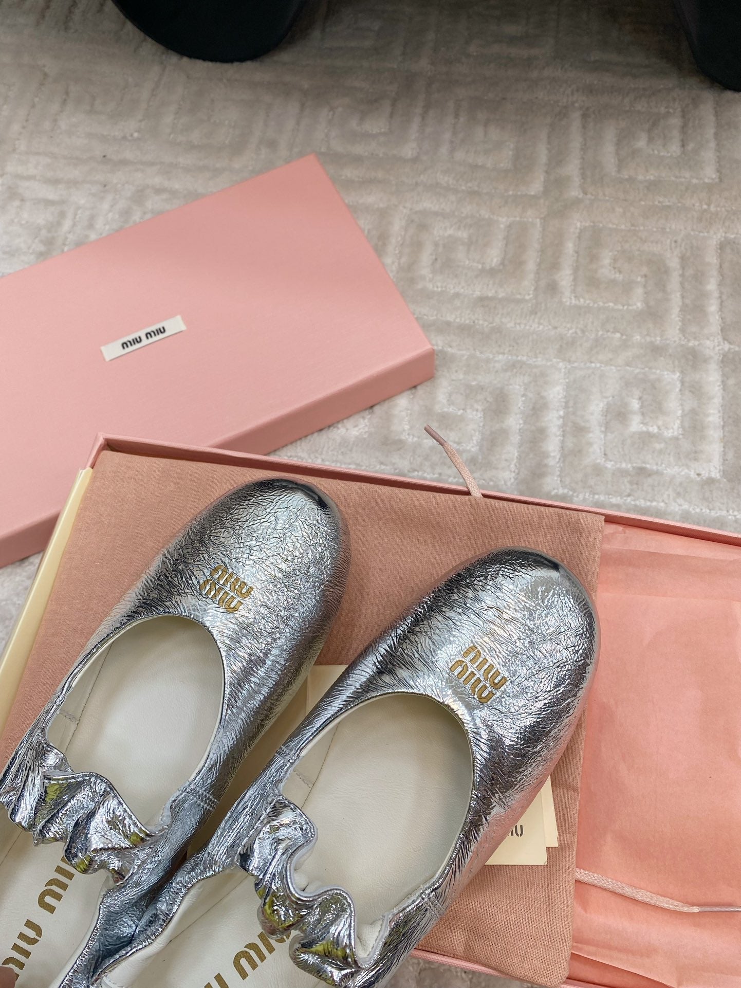 MARY JANE FLATS IN SILVER METALLIC SMOOTH LAMBSKIN