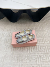 MARY JANE FLATS IN SILVER METALLIC SMOOTH LAMBSKIN