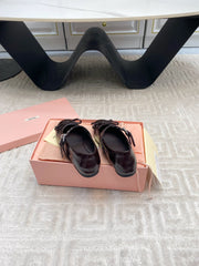 BOW MARY JANE FLAT IN ESPRESSO NAPLAK LAMBSKIN