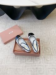 MARY JANE PUMPS IN BLACK MIX WHITE GLOSSY SHEEPSKIN