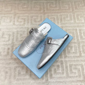 TASSEL MULES IN SILVER METALLIC LAMBSKIN