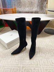 THE ROW HIGH BOOTS 85MM IN BLACK SUEDE