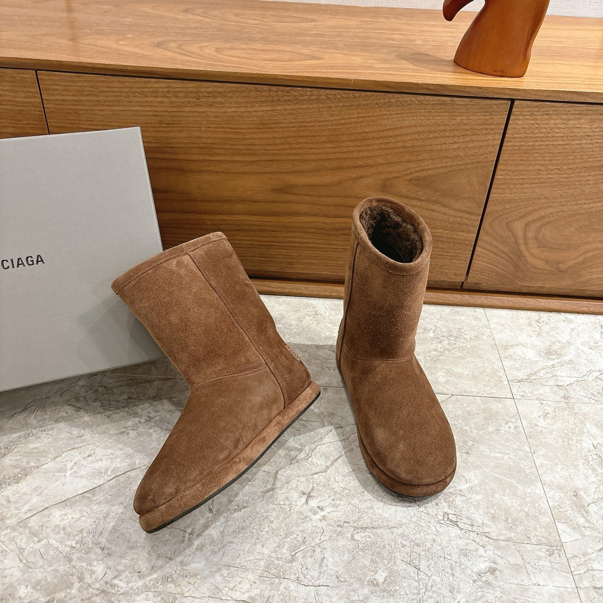 BALENCIAGA 25S ALASKA ANKLE BOOTS IN BROWN SUEDE