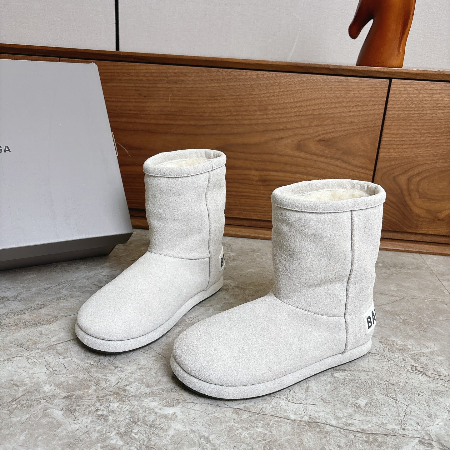 BALENCIAGA 25S ALASKA ANKLE BOOTS IN WHITE SUEDE