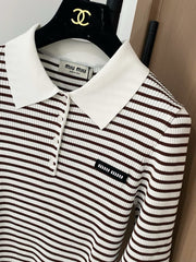 MIUMIU LONG-SLEEVE KNIT POLO STYLE 265