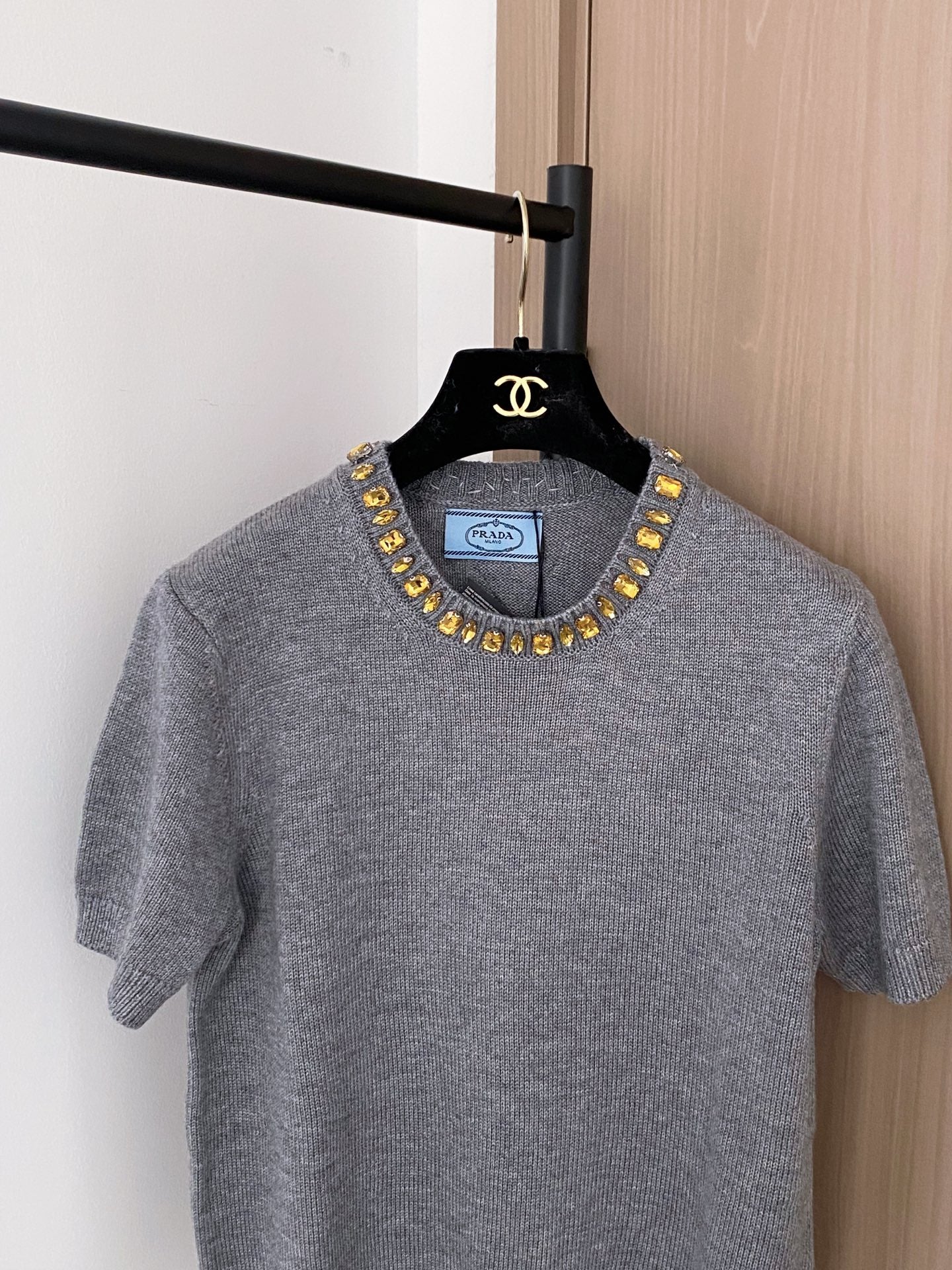 PRADA 25S BEADED CREW NECK SWEATER 322