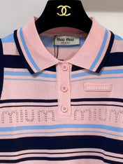 MIUMIU 26S SLEEVELESS KNIT POLO TOP STYLE 1124