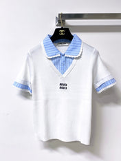 MIUMIU 26S SHORT-SLEEVED KNIT POLO SHIRT STYLE 1054