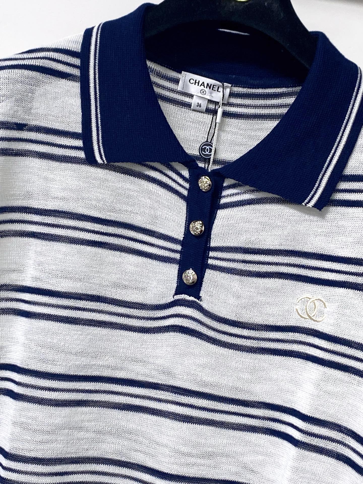 CHANEL 26S SHORT-SLEEVED KNIT POLO SHIRT STYLE 1178