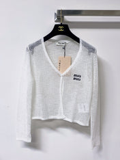 MIUMIU 26S CAMI TOP & OPEN KNIT CROPPED CARDIGAN SET 1172