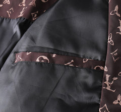 LV HOODED JACKET IN BLACK DAMIER AND BROWN TRIM 239036