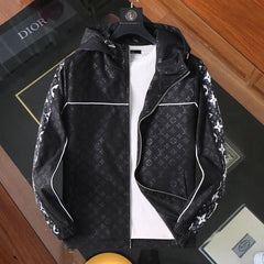 LV HOODED JACKET BLACK MIX WHITE MONOGRAM 239001