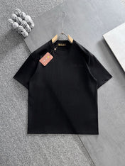 LORO PIANA CREWNECK T-SHIRT IN BLACK COTTON