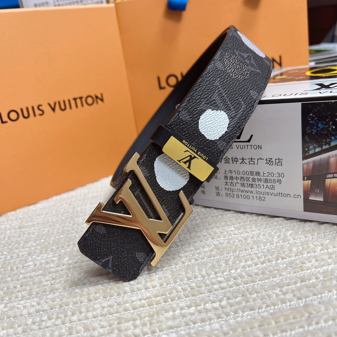 LV 25S BELT 38 MM IN DARK CHARCOAL GRAY CALFSKIN 593280