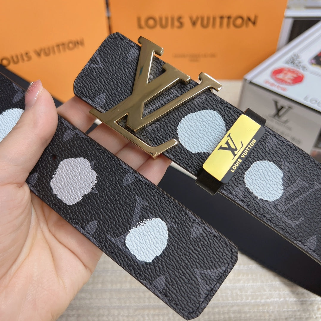 LV 25S BELT 38 MM IN DARK CHARCOAL GRAY CALFSKIN 593280