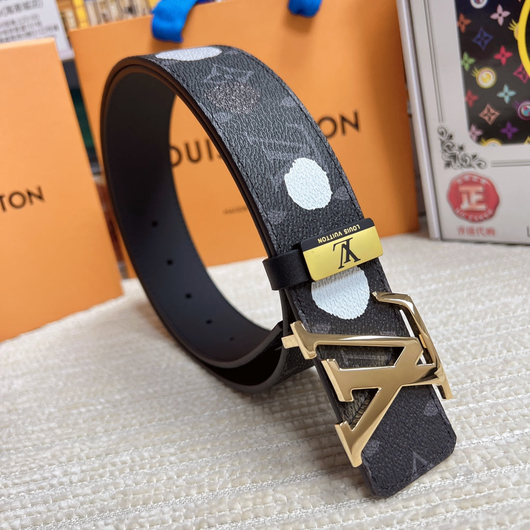 LV 25S BELT 38 MM IN DARK CHARCOAL GRAY CALFSKIN 593280