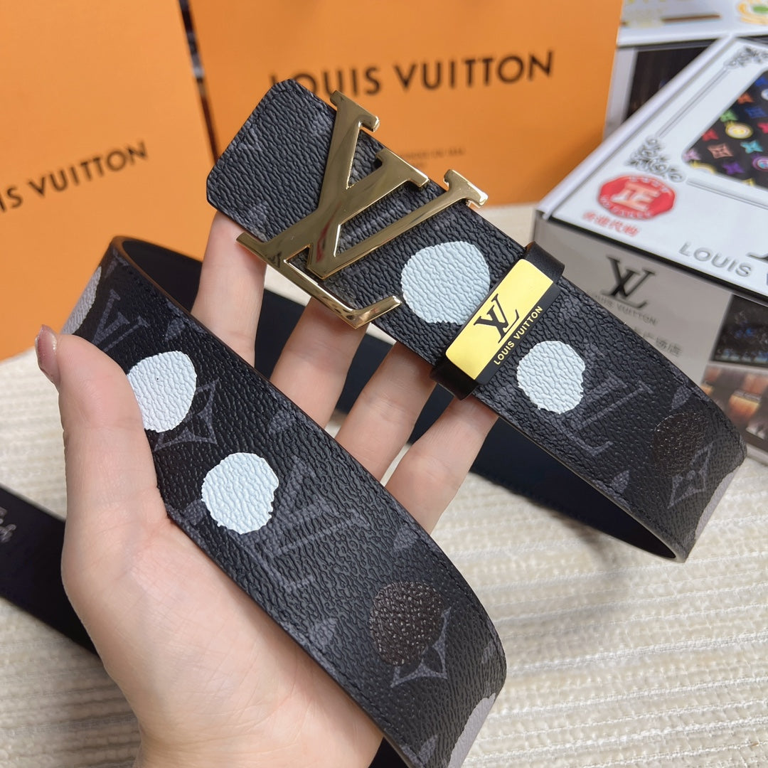 LV 25S BELT 38 MM IN DARK CHARCOAL GRAY CALFSKIN 593280