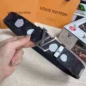 LV 25S BELT 38 MM IN DARK CHARCOAL GRAY CALFSKIN 593281