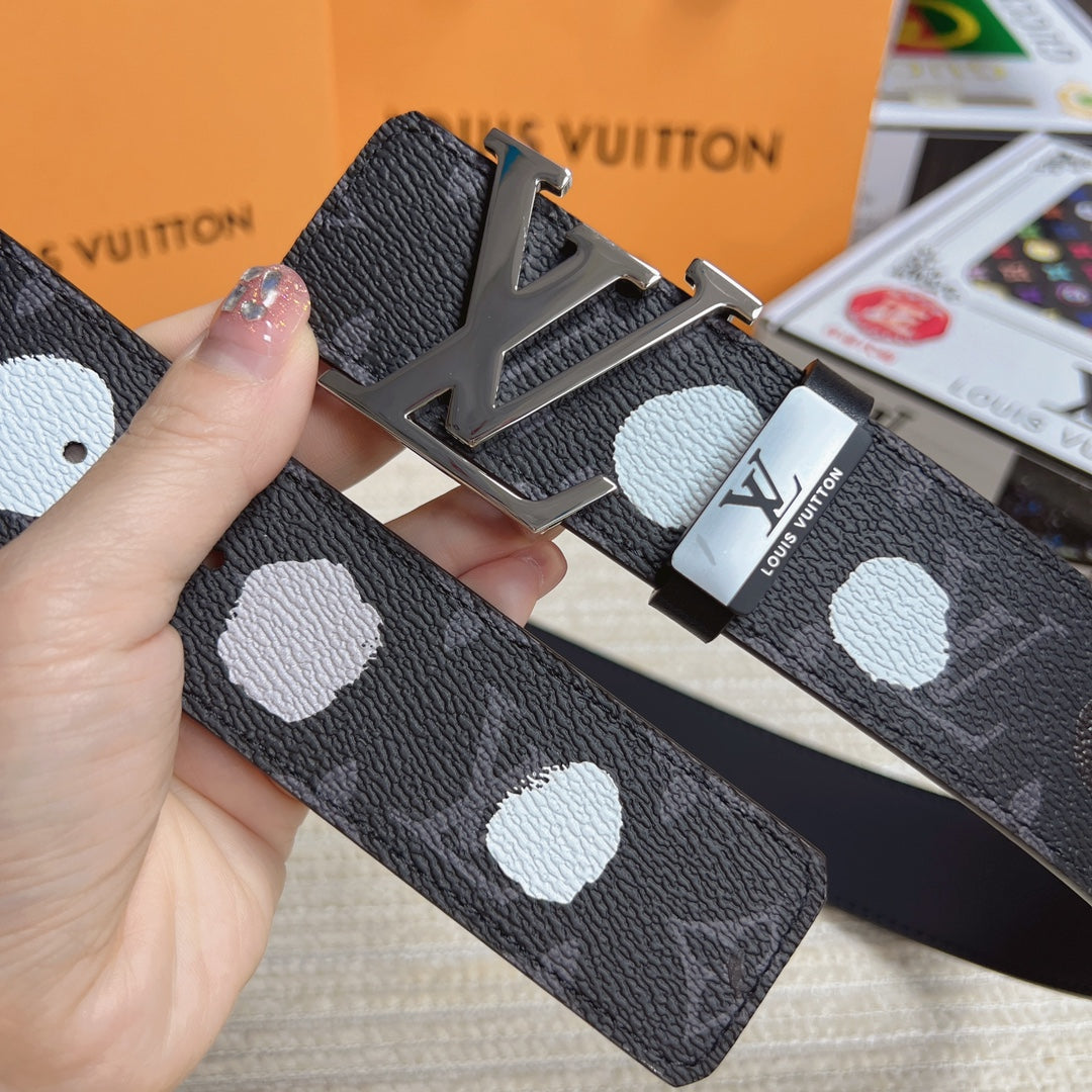 LV 25S BELT 38 MM IN DARK CHARCOAL GRAY CALFSKIN 593281