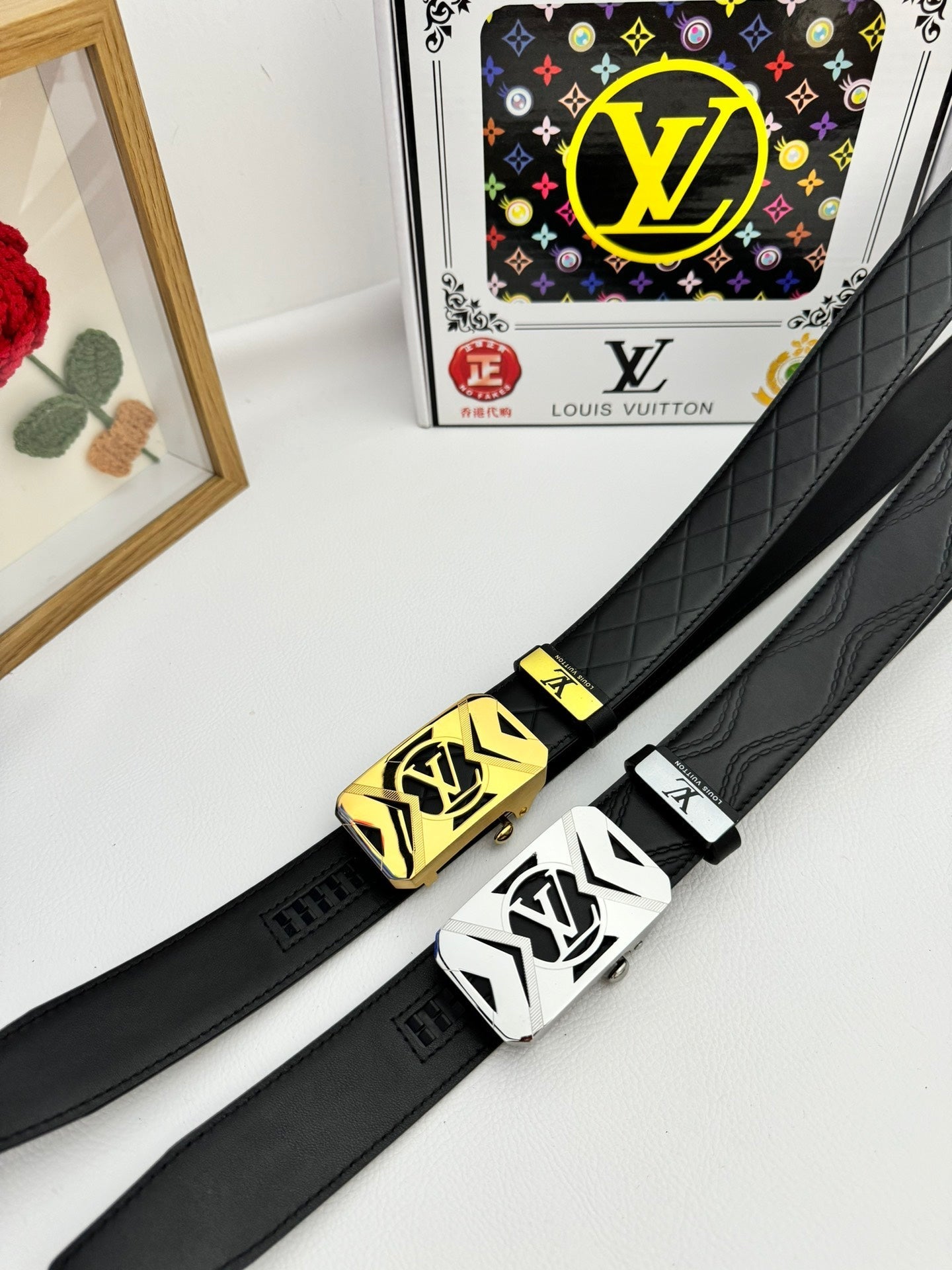 LV 25S BELT 35 MM IN BLACK CALFSKIN 593218