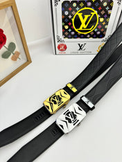 LV 25S BELT 35 MM IN BLACK CALFSKIN 593218