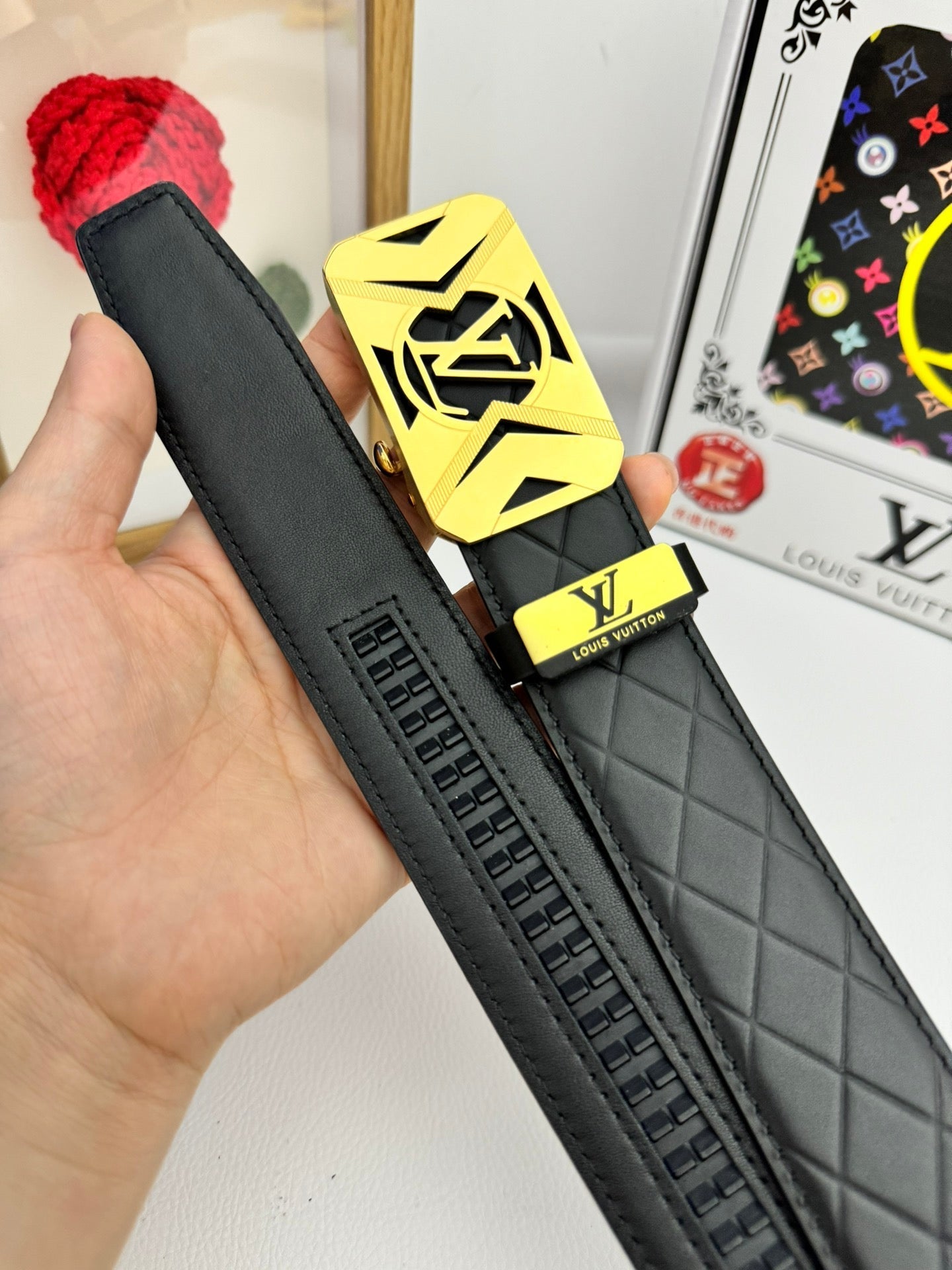 LV 25S BELT 35 MM IN BLACK CALFSKIN 593219