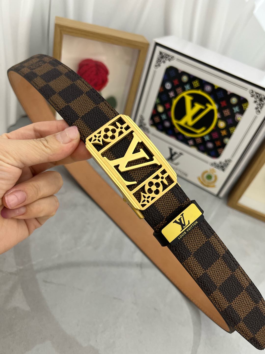 LV 25S BELT 35 MM IN BROWN CALFSKIN 593274