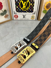 LV 25S BELT 35 MM IN BLACK MIX GREY CALFSKIN 593275