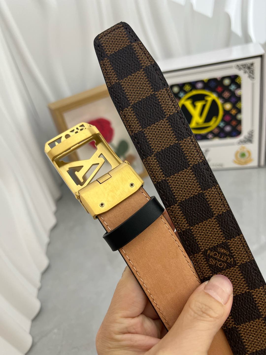 LV 25S BELT 35 MM IN BROWN CALFSKIN 593274