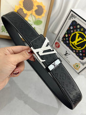 LV 25S BELT 38 MM IN BLACK CALFSKIN STAMP LOGO 593292