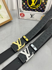 LV 25S BELT 38 MM IN BLACK CALFSKIN STAMP LOGO 593292