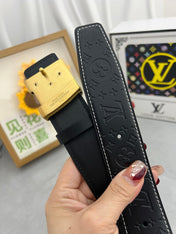 LV 25S BELT 38 MM IN BLACK CALFSKIN STAMP LOGO 593293