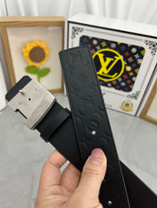 LV 25S BELT 38 MM IN BLACK CALFSKIN STAMP LOGO 593295