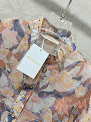 ZIMMER STAND-COLLAR PRINTED STUDDED TOP AND HIGH-WAIST FLARED SKIRT SET