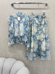ZIMMER FLORAL PRINTED BLUE CHIFFON SET 269183