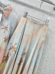 ZIMMERMANN SHORT-SLEEVE SHIRT AND HIGH-WAIST MAXI SKIRT SET 275079