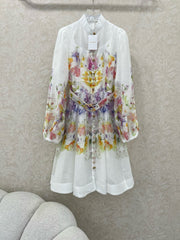 ZIMMERMANN SHORT DRESS WITH A STAND COLLAR 275119