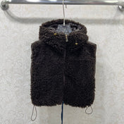 MONCLER 25S SHAGGY VEST IN BROWN 103