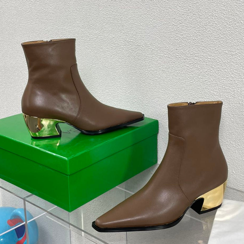 TEX ANKLE BOOT IN MEDIUM BROWN CALFSKIN