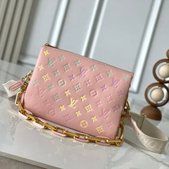 COUSSIN PM 26 IN JASMINE PINK MONOGRAM EMBOSSED LAMBSKIN
