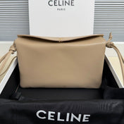 CELINE 25S TRIO FLAP 22MM IN DARK BEIGE SMOOTH LAMBSKIN GOLD HARDWARE
