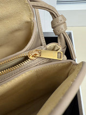 CELINE 25S TRIO FLAP 22MM IN DARK BEIGE SMOOTH LAMBSKIN GOLD HARDWARE
