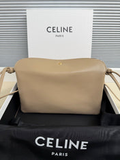 CELINE 25S TRIO FLAP 22MM IN DARK BEIGE SMOOTH LAMBSKIN GOLD HARDWARE