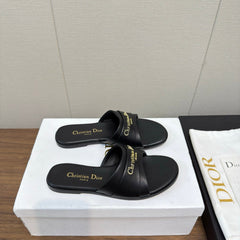 DIOR SANDAL 25S IN BLACK LAMBSKIN WITH GOLD HARDWARE