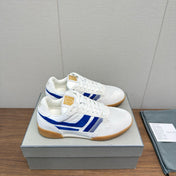 TOM FORD 26S JACKSON SNEAKERS IN WHITE AND BLUE SUEDE