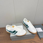 TOM FORD 26S JACKSON SNEAKERS IN WHITE AND DARK GREEN SUEDE