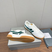 TOM FORD 26S JACKSON SNEAKERS IN WHITE AND DARK GREEN SUEDE